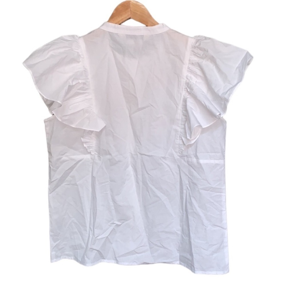 Anthropologie Dhruv Kapoor Cherries Sequin
Sleeveless Ruffled Button Blouse Top - Picture 6 of 9